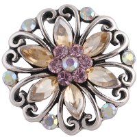 (image for) Snap Jewelry Rhinestone - Flower Open Scroll Shades of Blush