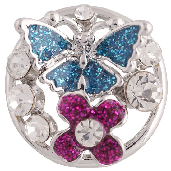 (image for) Snap Jewelry Rhinestone - Enamel Pastel Bouquet & Butterfly - Click Image to Close