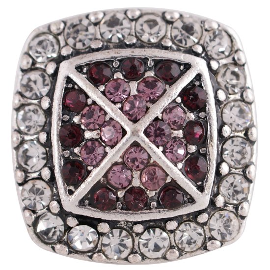 (image for) Snap Jewelry Rhinestone - Square Halo Clear & Purple - Click Image to Close