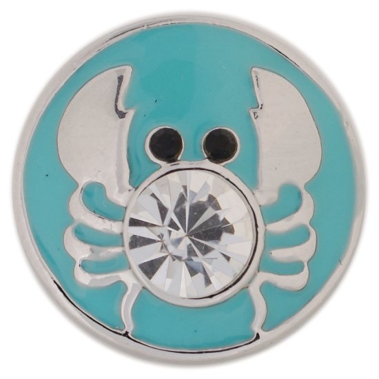 (image for) Snap Jewelry Enamel - Crab Blue with Clear Crystal Black Eyes - Click Image to Close