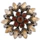 (image for) Snap Jewelry Rhinestone Flower Gold Base - Shades of Brown