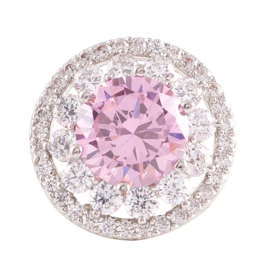 (image for) Snap Jewelry Large CZ - Halo Designer Clear & Light Pink - Click Image to Close