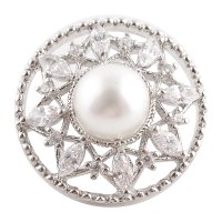 (image for) Snap Jewelry Large CZ Pearl Rhinestone - Flower Halo Design