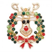 (image for) Snap Jewelry Enamel - Christmas Wreath Rhinestone Enamel Rudolf