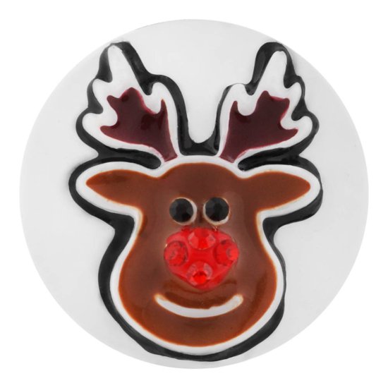 (image for) Snap Jewelry Enamel Christmas Holiday Reindeer Red Nose - Click Image to Close