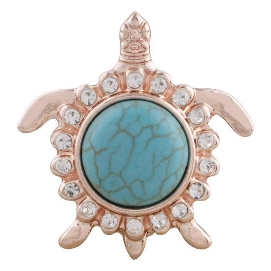 (image for) Snap Jewelry Gemstone - Turquoise Turtle in Rose Gold-tone - Click Image to Close