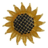 (image for) Snap Jewelry Rhinestone Gold Tone Sunflower Black Center XL 35mm