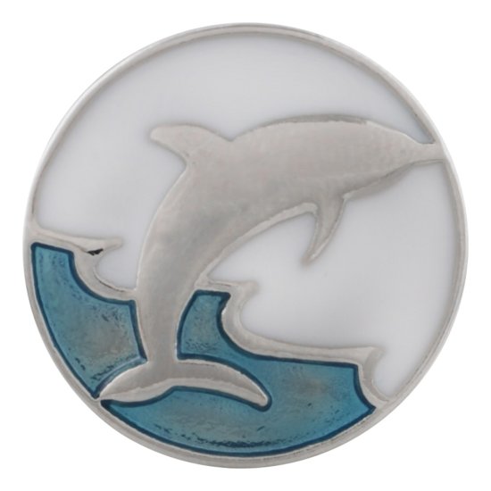 (image for) Snap Jewelry Enamel - Dolphin Jump White & Blue - Click Image to Close