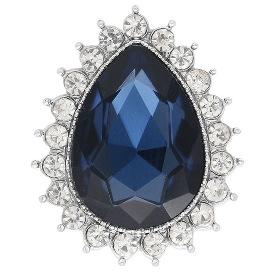 (image for) Snap Jewelry Rhinestone Dark Blue & Clear Halo Pear Shape - Click Image to Close