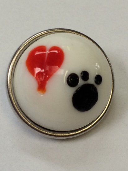 (image for) Snap Jewelry Glass - Animal - Love Paws - Click Image to Close