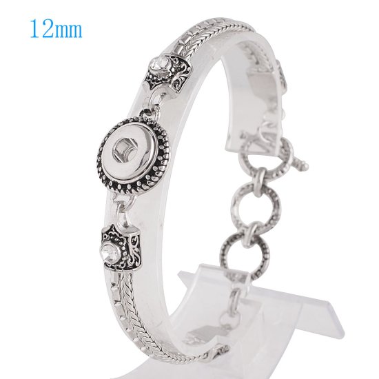 (image for) Mini 12mm Snap Jewelry Toggle Bracelet - CZ Accents Strands - Click Image to Close