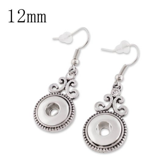 (image for) Mini Snap 12mm - Earring Rhinestone Scroll Design - Click Image to Close