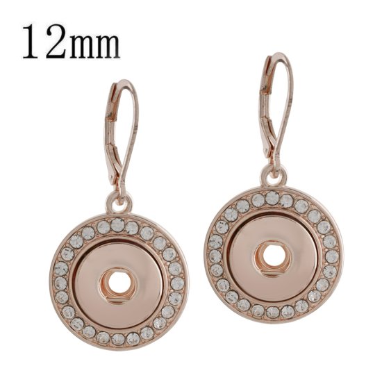 (image for) Mini 12mm Snap Jewelry Lever back Rhinestone Halo Earring RG - Click Image to Close