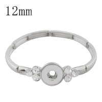 (image for) Mini Snap 12mm - Bracelet Stretch Silver Tone & Clear Stones