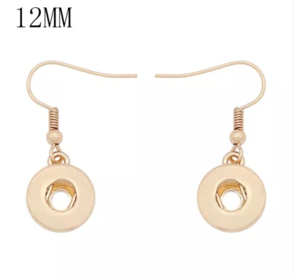 (image for) Mini Snap 12mm Earring Gold Tone French Hook Wire - Click Image to Close