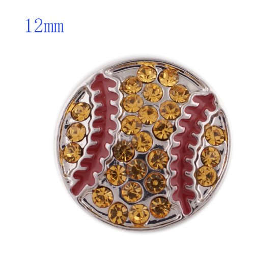 (image for) Mini Snap Jewelry Softball Rhinestone Stud fits 12mm Petite Ginger Style Charm - Click Image to Close