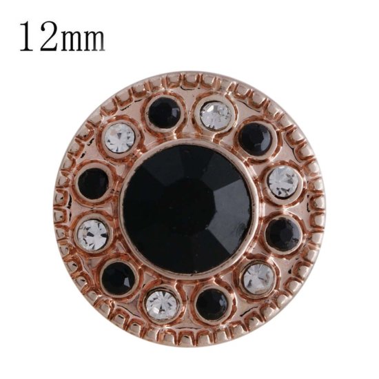 (image for) Mini 12mm Snap Jewelry Rose Gold Black & Clear Halo fits Petite Ginger Charm - Click Image to Close