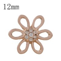 (image for) Mini Snap 12mm - Rhinestone Rose Gold Flower Clear