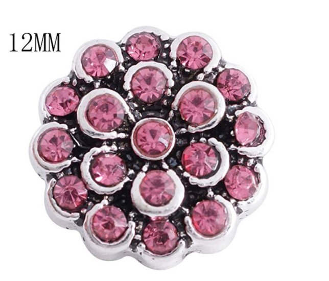 (image for) Mini Snap 12mm - Rhinestone Flower Pink - Click Image to Close