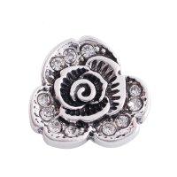 (image for) Mini Snap 12mm - Rhinestone Rose Flower Clear