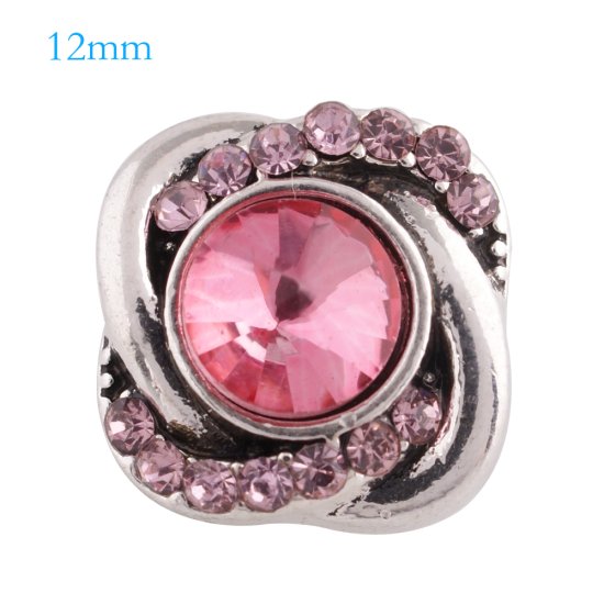 (image for) Mini Snap 12mm - Rhinestone Spiral Pink - Click Image to Close