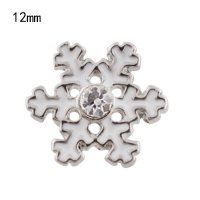 (image for) Mini 12mm Snap Enamel Jewelry Christmas Snowflake White