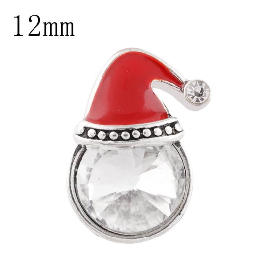 (image for) Mini 12mm snap Jewelry Enamel Christmas Holiday Santa Hat - Click Image to Close