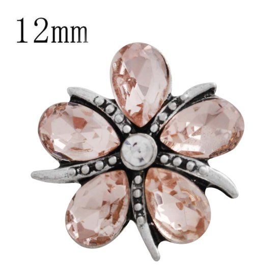 (image for) Snap Jewelry Mini 12mm Rhinestone Beige Flower fits Petite Ginger Snaps - Click Image to Close