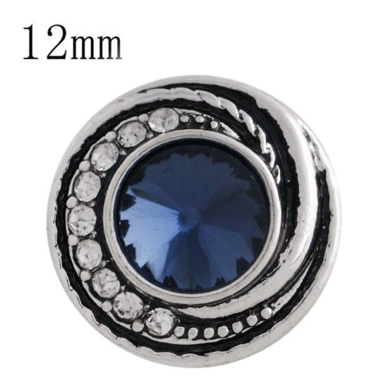 (image for) Mini 12mm Faceted Rhinestone Swirl Snap - Dark Blue - Click Image to Close