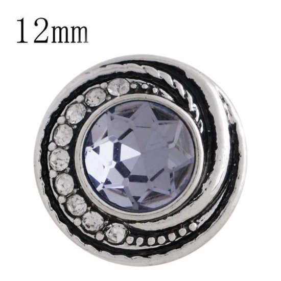 (image for) Mini 12mm Faceted Rhinestone Swirl Snap - Lavender Purple - Click Image to Close