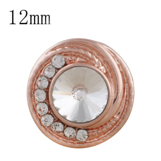 (image for) Mini 12mm Faceted Rhinestone Swirl Snap - Clear RG - Click Image to Close