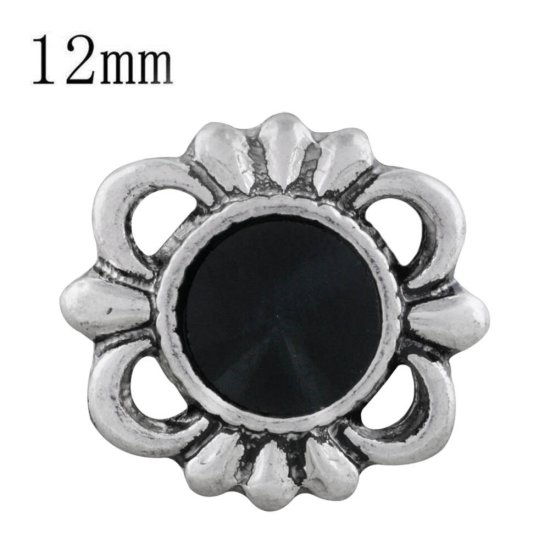 (image for) Mini Snap 12mm - Open Scroll Design Black Stone - Click Image to Close