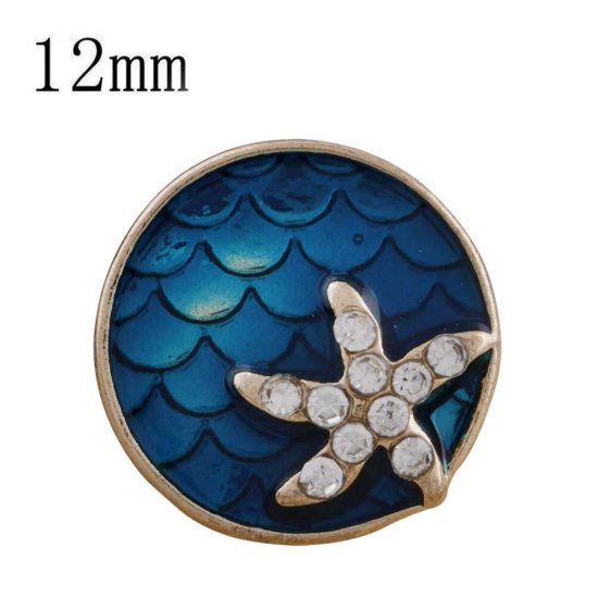 (image for) Mini 12mm Snap Rose Gold Tone - Enamel Starfish - Click Image to Close