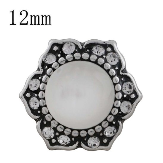 (image for) Mini Snap 12mm - Design Opaque Center & Clear Rhinestones - Click Image to Close