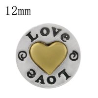 (image for) Mini Snap Jewelry Gold Heart Love Rhinestone fits 12mm Petite Ginger Charm