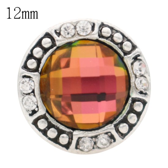 (image for) Mini Snap 12mm - Rhinestone Faceted Mystic Topaz Colors - Click Image to Close