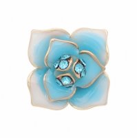 (image for) Mini Snap Jewelry 12mm Lt Blue Enamel Flower 3D fits Petite Ginger Snaps Charms