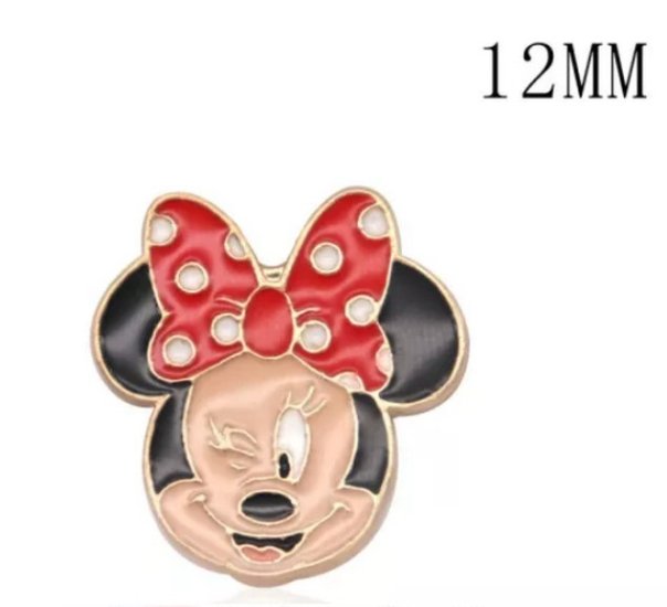 (image for) Mini Snaps Jewelry Minnie Mouse Wink Gold Tone Enamel Fits 12mm Ginger Accessory - Click Image to Close