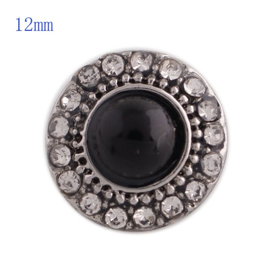 (image for) Mini Snap 12mm - Rhinestone Black Pearl - Click Image to Close