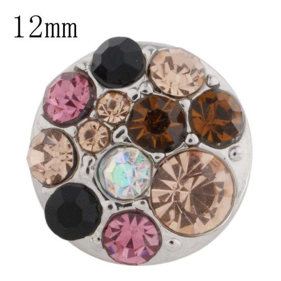 (image for) Mini Snap 12mm - Rhinestone Cluster Multi-color Amber - Click Image to Close