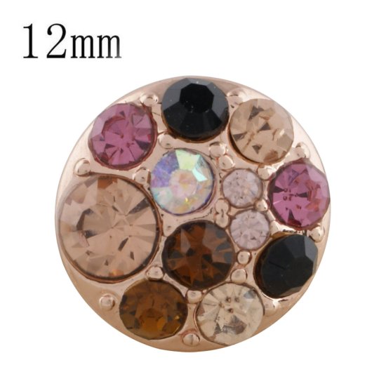 (image for) Mini Snap 12mm - Rhinestone Cluster Multi-color Amber RG - Click Image to Close