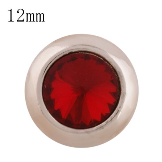 (image for) Mini 12mm Snap Jewelry Rose Gold Rhinestone Stud - Red - Click Image to Close