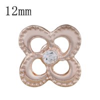 (image for) Mini Snap 12mm Rhinestone Clear Flower on Rose Gold Tone