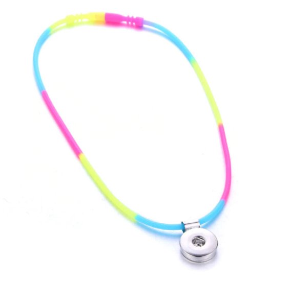 (image for) Children' Style Snap Silicon Necklace Rainbow - Holds 1 18-20mm - Click Image to Close