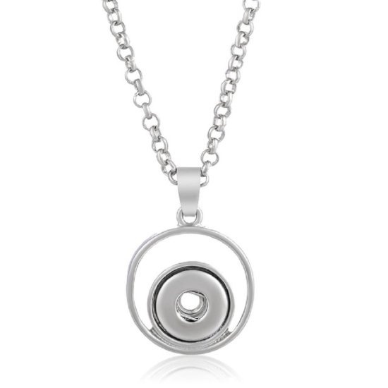 (image for) Mini Snap 12mm Stainless Steel Halo Ring Necklace 20+2" - Click Image to Close