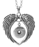 (image for) Snap Double Angel Wing Stainless Necklace & Pendant 19" + 2" Ext