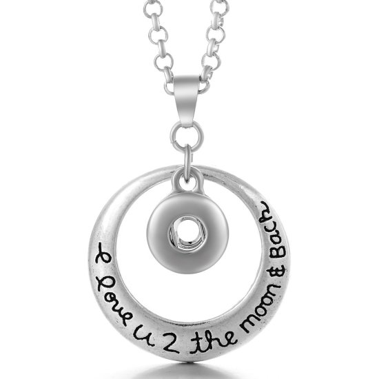 (image for) Mini 12mm Snap Stainless Necklace - I Love to Moon & Back Halo - Click Image to Close