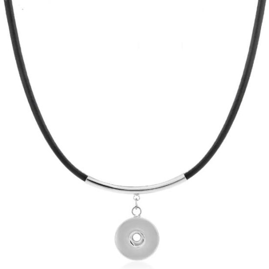 (image for) Snap Jewelry Black Leather Double Wrap Necklace 14" + 2.5" Ext. - Click Image to Close