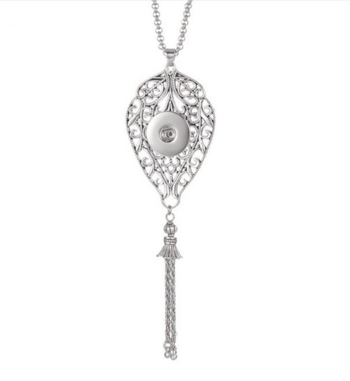 (image for) Snap Jewelry Water Drop Scroll Tassel Stainless Necklace 20"+2" - Click Image to Close