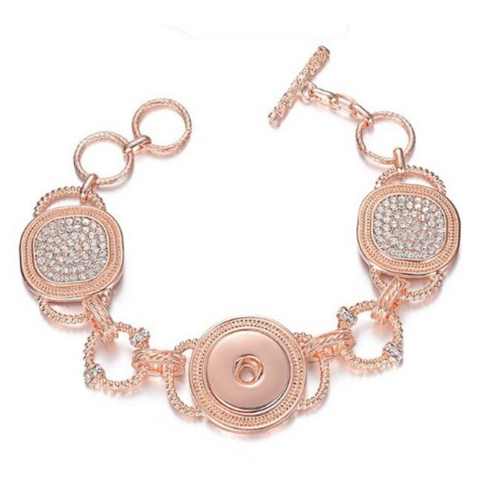 (image for) Snap Jewelry Toggle Faceted Rhinestone Bracelet Rose Gold Tone - Click Image to Close